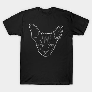 Sphynx cat white line art T-Shirt